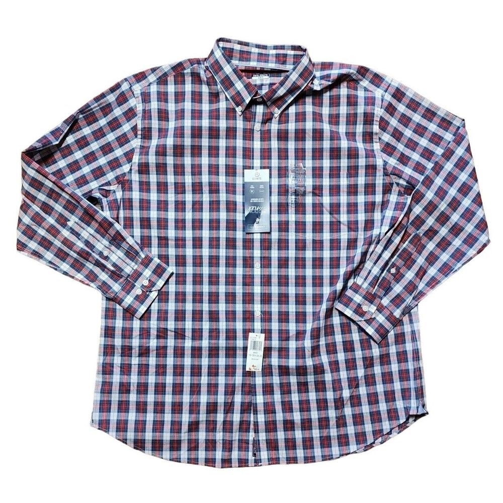Crown and Ivy Button Down Plaid Shirt 2XL Slim Fit Stretch Wrinkle Free Men's